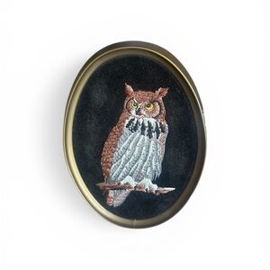 Vintage Owl Wall Art | Framed Embroidery | Cottage Decor | Canada Made